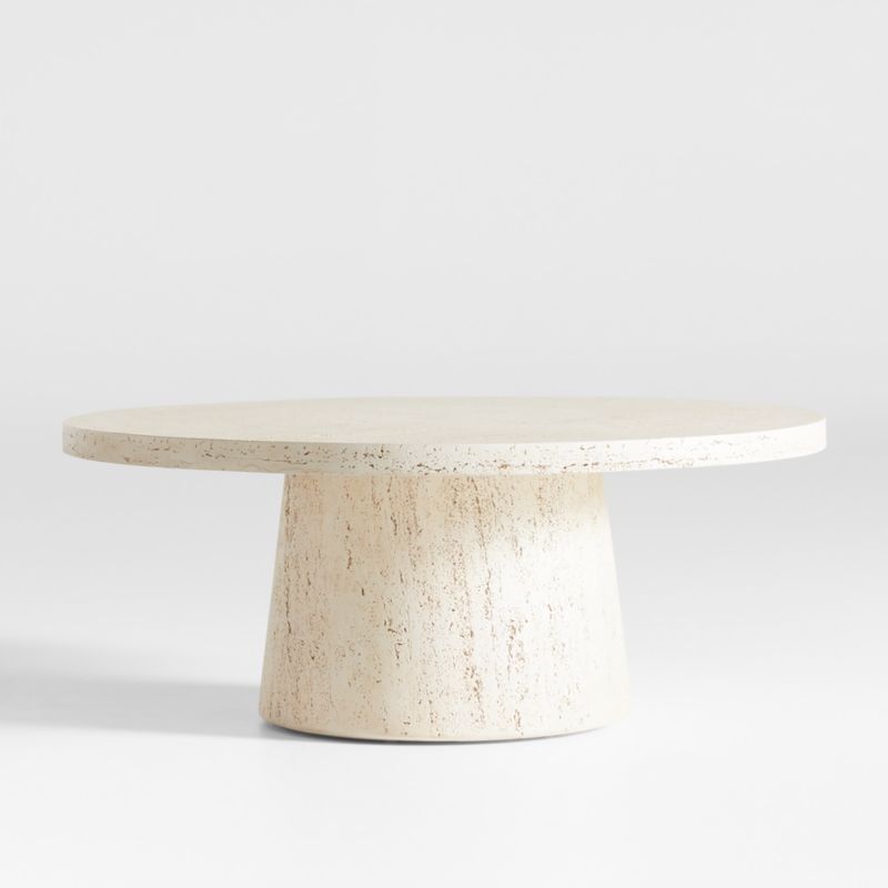 Willy Faux Travertine Resin Round Coffee Table by Leanne Ford | Crate & Barrel | Crate & Barrel