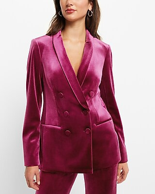 Velvet Double Breasted Shawl Collar Blazer | Express
