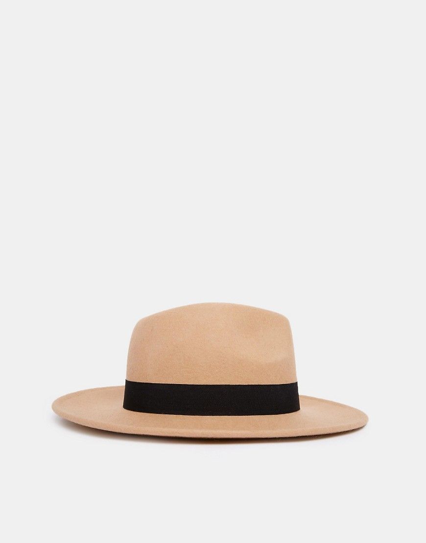 ASOS Felt Fedora Hat With Wide Band and Stitch Edge | ASOS UK