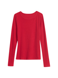 Plush Long-Sleeve Rib-Knit Slim-Fit T-Shirt for Women | Old Navy (US)