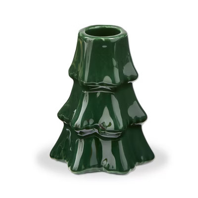 tag Small Pine Tree Taper Candle Holder Green Ceramic for Christmas 2.75 in x 2.75 in x 3.5 in Perfect for Taper Candles | Target