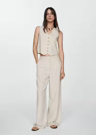 Striped linen suit pants -  Women | Mango USA | MANGO (US)