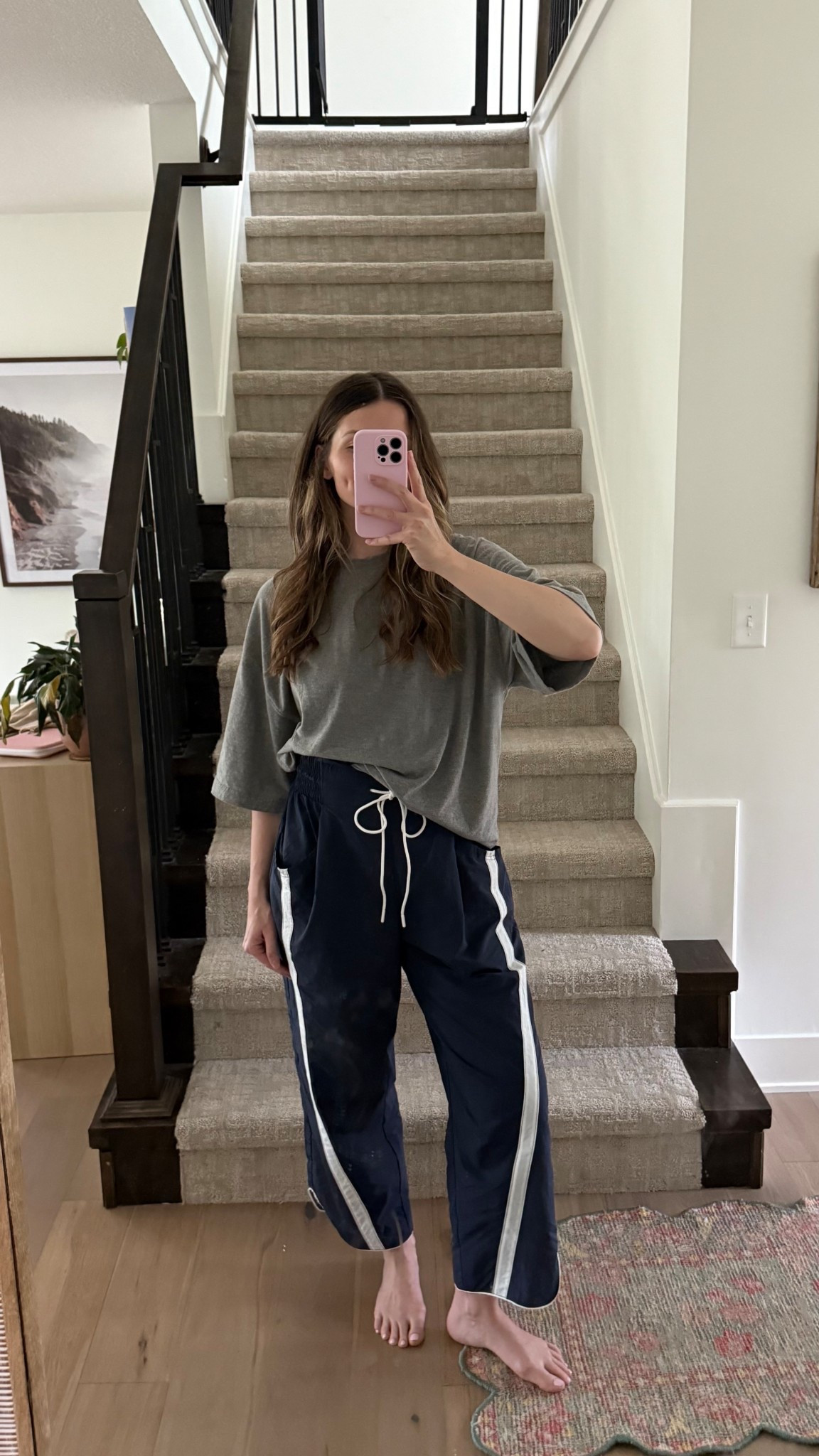 love throwing on this outfit first thing in the morning or for a laid back day! one of my fave oversized tees, wearing a small and medium in track pants, restocked! Also linked a look for less pant! 

Spring outfit, mom outfit 

#LTKootd #LTKmomlife