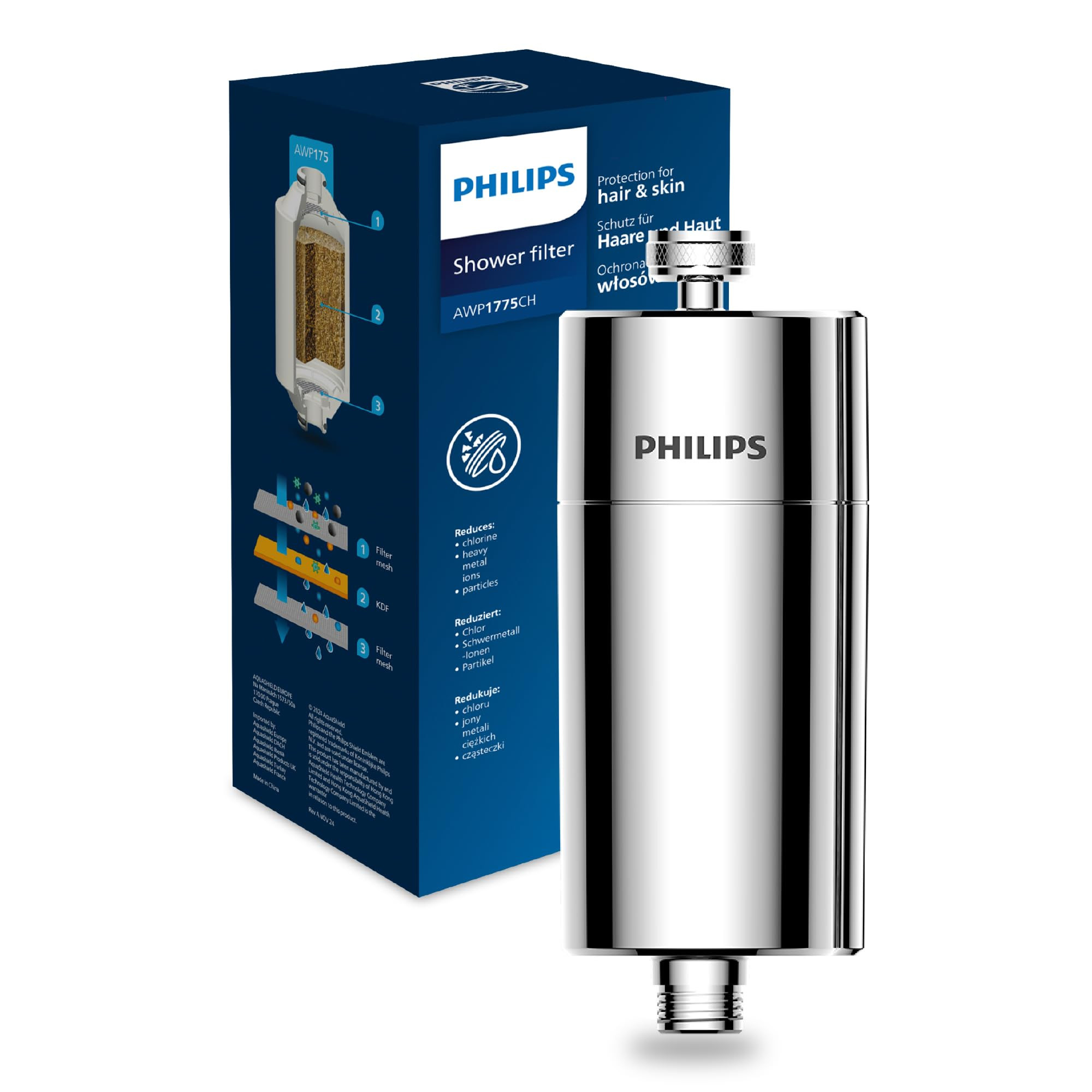 Philips Water Inline-Duschfilter mit 1 Ersatzkartusche – 50.000 L Kapazität, reduziert Chlor u... | Amazon (DE)