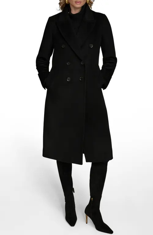 Donna Karan New York Tailored Double Breasted Wool Blend Coat in Black at Nordstrom, Size X-Large | Nordstrom