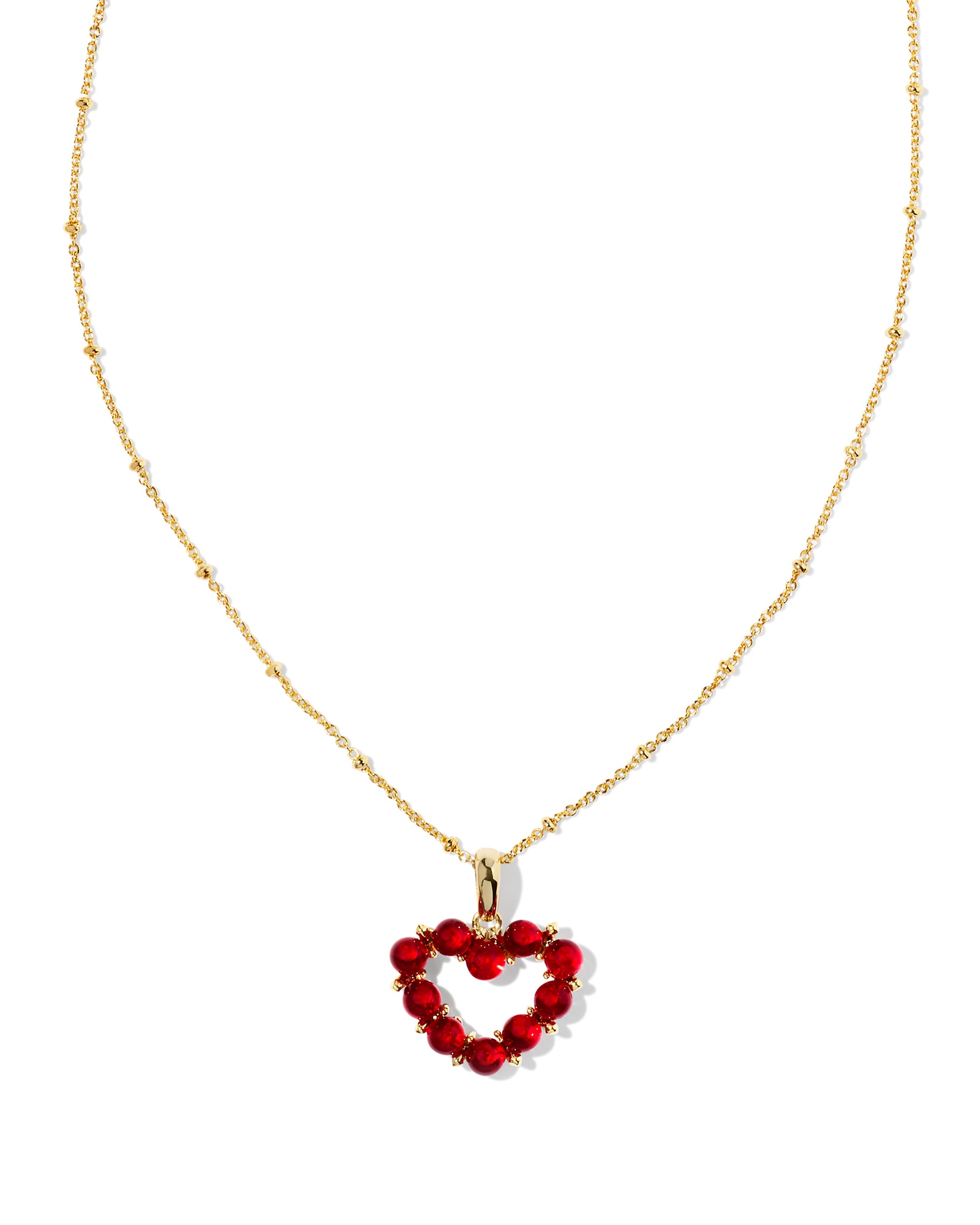 Ashton Gold Heart Short Pendant Necklace in Red Glass | Kendra Scott