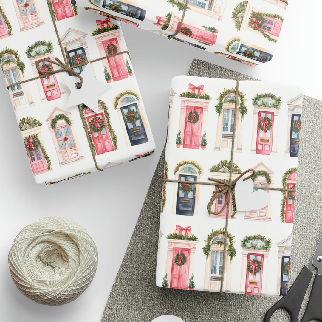 Christmas Wrapping Paper Front Door Wrapping Paper Christmas - Etsy | Etsy (US)