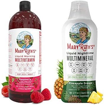 Morning Multivitamin & Nighttime Multimineral Bundle by MaryRuth's | Morning Liquid Vitamins (Ras... | Amazon (US)