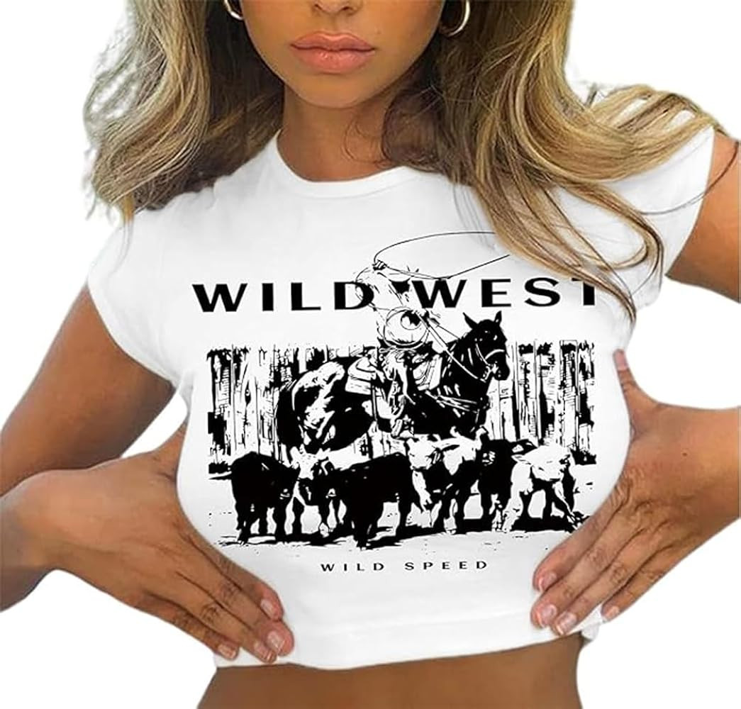 Woxlica Cowboys Crop Top E Girl Clothing y2k Graphic Baby Tees for Teen Girls | Amazon (US)
