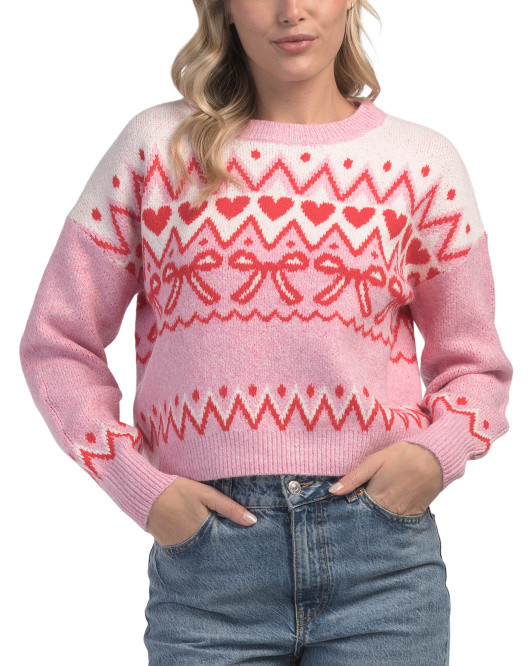 Heart Bow Pull Over Sweater | TJ Maxx