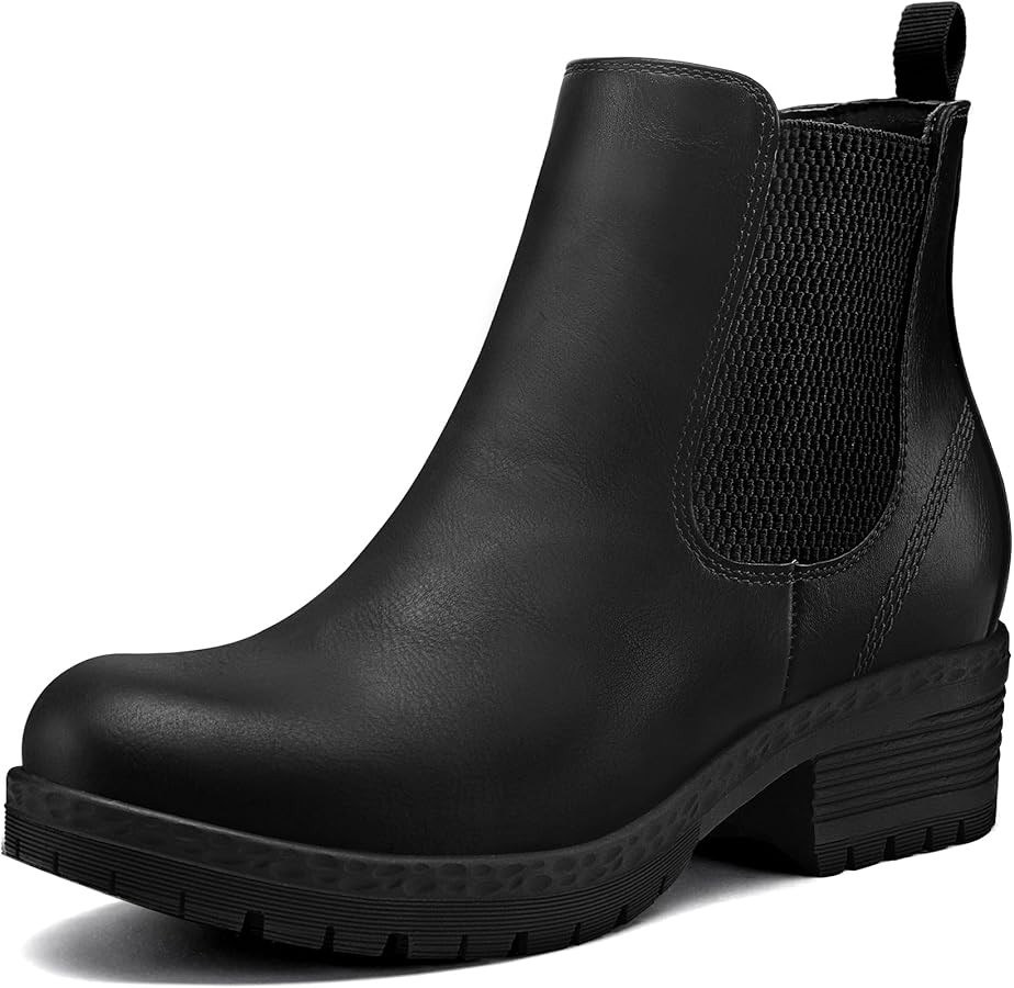 mysoft Women's Chelsea Ankle Boots Side Zipper Chunky Block Low Heel Booties Lug Sole Short Boots | Amazon (US)