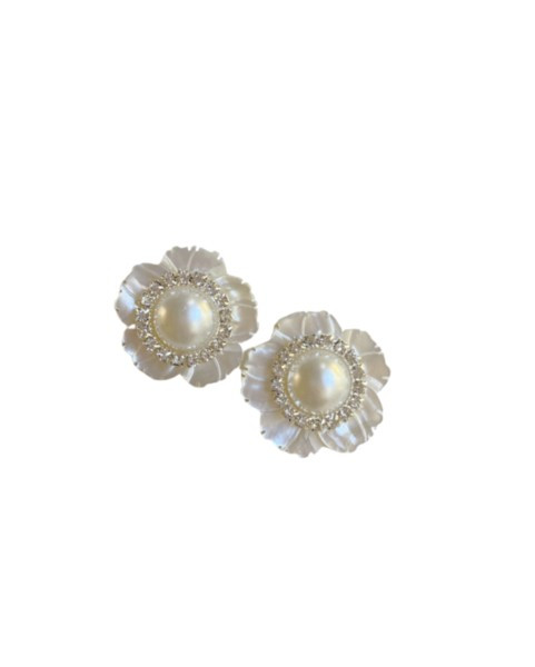 mini mother of pearl + embellished center stud | Nicola Bathie Jewelry