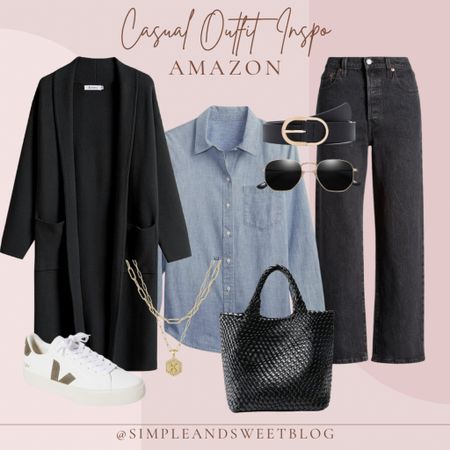 Casual outfit inspo! Love these jeans paired with a chambray top, coatigan and sneakers. Perfect layers as we head into spring. #FoundItOnAmazon #FoundItOnAmazonFashion #AmazonFashion SpringOutfit SpringCasual.

#LTKsalealert #LTKSeasonal #LTKfindsunder50