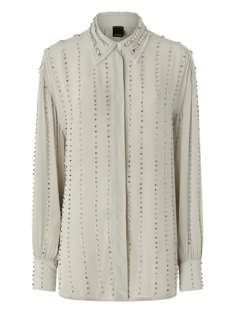 PINKO Caitlin embellished shirt - Grey | Farfetch Global