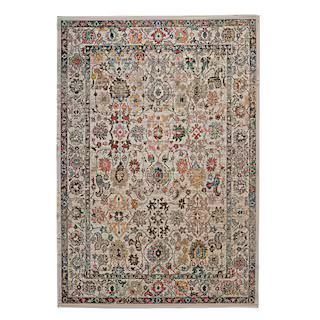 Linon Home Decor Laramie Ivory and Blue 5 ft. x 7.6 ft. Area rug THDR04365 - The Home Depot | The Home Depot