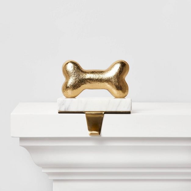 Metal Dog Bone with Marble Base Christmas Stocking Holder Gold - Wondershop™ | Target