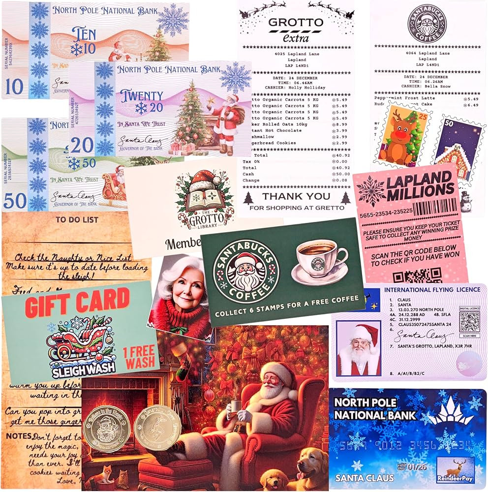 Santa's Lost Wallet Evidence Kit – Magical Christmas Eve Set with Bank Card, Sleigh Flying Lice... | Amazon (US)