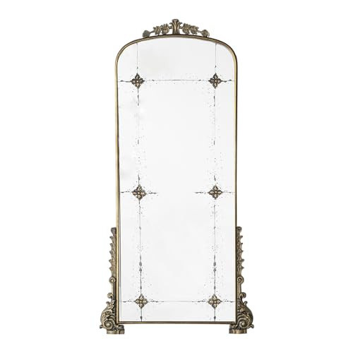 Antique Gold Full Length Mirror,Retro Full Length Mirror Metal Frame Arched Floor Mirror Full Body Mirror Wall Mirror Hanging Leaning Mirror for Living Room Bathroom Entryway 24" x 48.5" | Amazon (US)