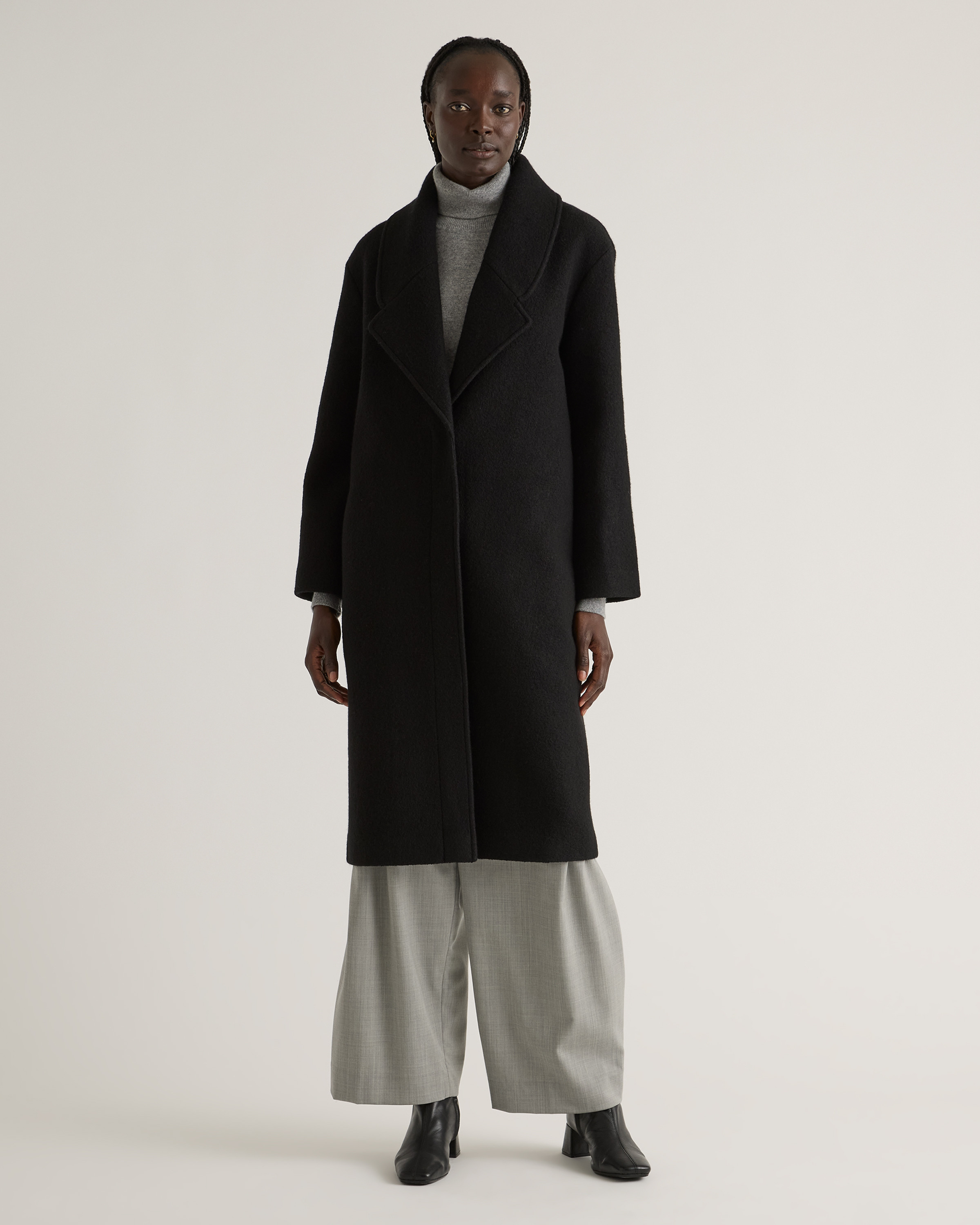100% Merino Wool Shawl Collar Long Coat | Quince