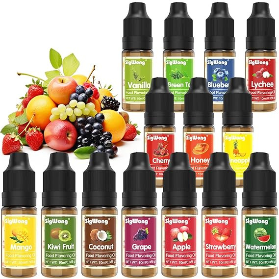 Food Flavoring Oil - 14 Flavors of Pure Natural Liquid Lip Gloss Flavoring Oil, Concentrated Cand... | Amazon (US)