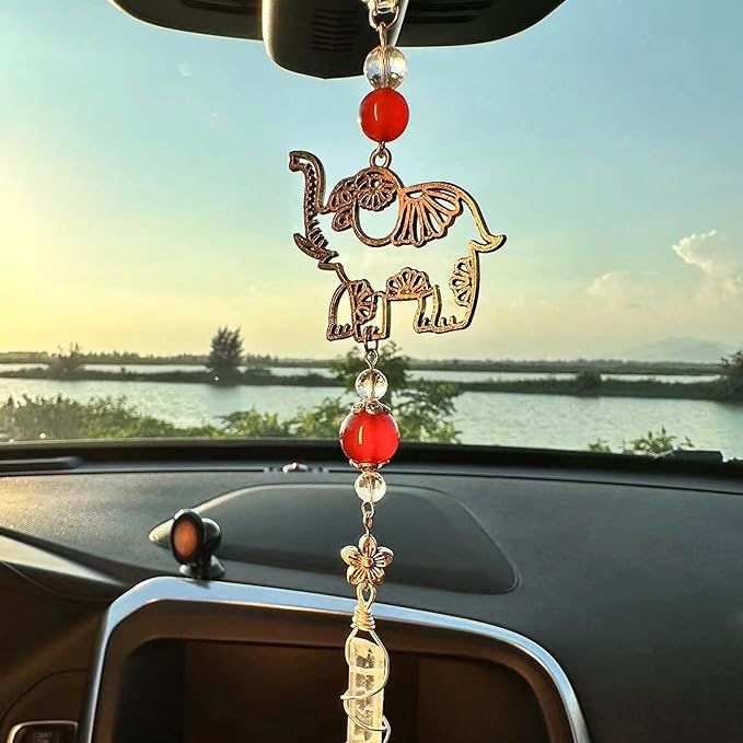 Hanging Car Charm, Handmade Crystal Window Car Hanging Ornaments, Dangling Moon, Healing Crystal ... | Amazon (US)