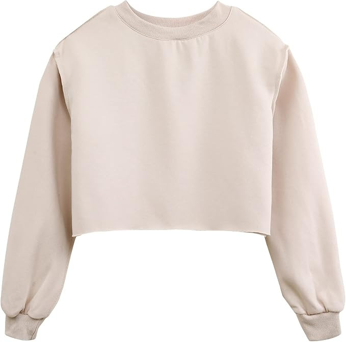 Women's Cropped Hoodies Long Sleeve Reverse Stitch Fleece Sweatshirts Crop Tops | Amazon (US)