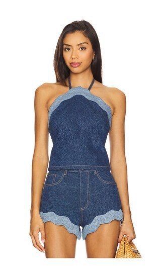 retrofete Rhonda Denim Top in Blue. - size L | Revolve Clothing (Global)