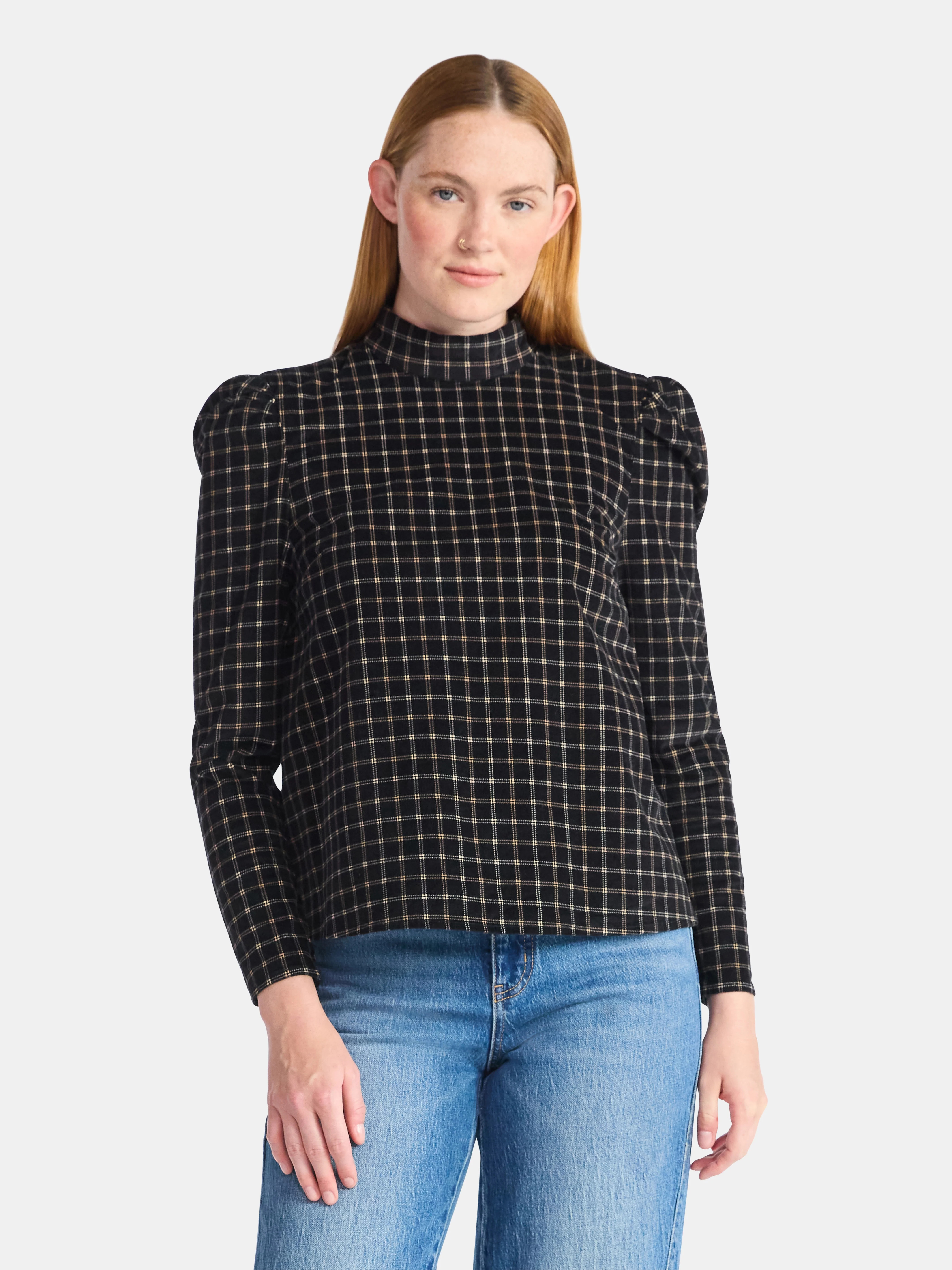 Time and Tru Women's Tie Back Corduroy Top with Long Sleeves, Sizes XS-XXXL - Walmart.com | Walmart (US)