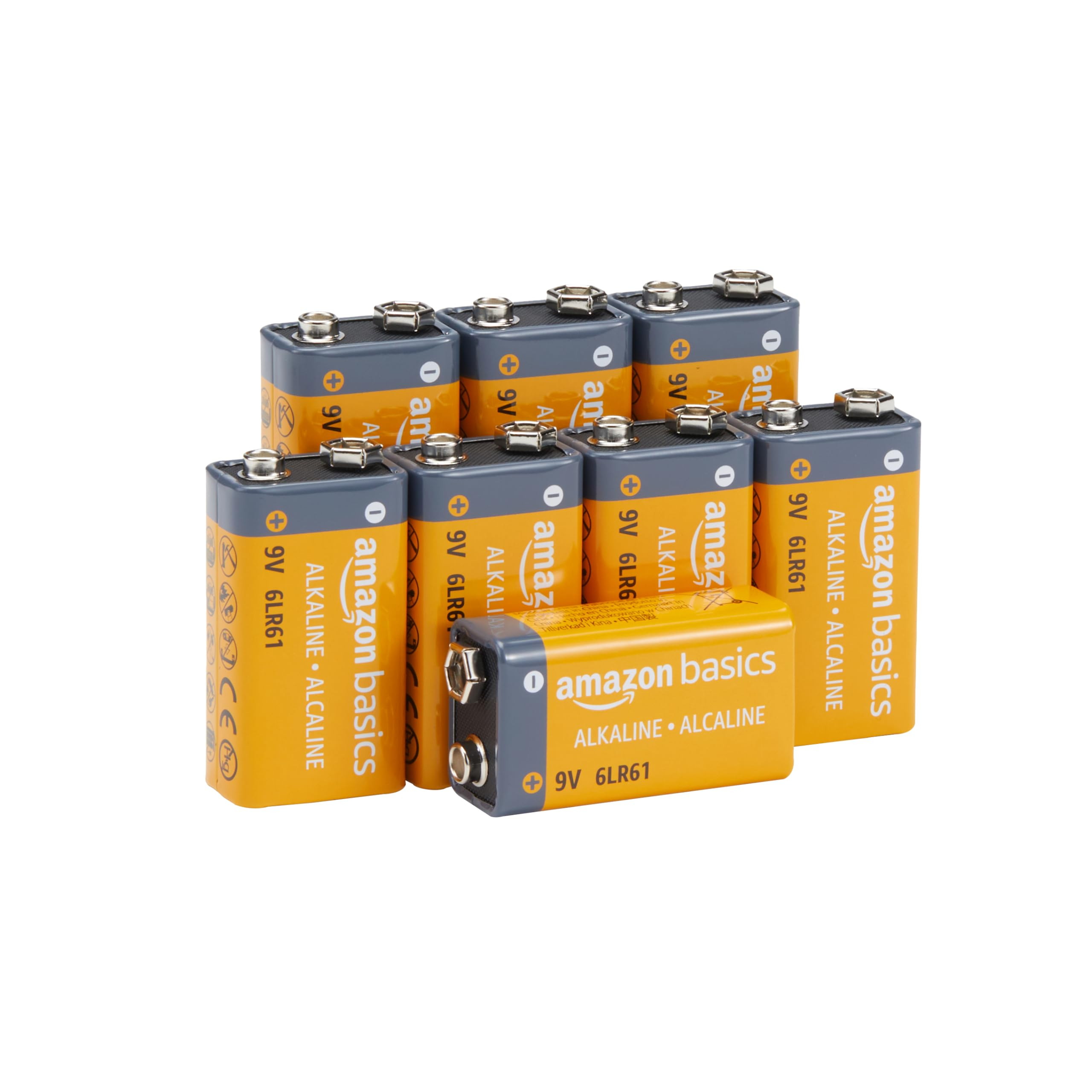 Amazon Basics 8-Pack 9V Alkaline Batteries, 5-Year Shelf Life - for Smoke/CO Detector, Electronic... | Amazon (US)