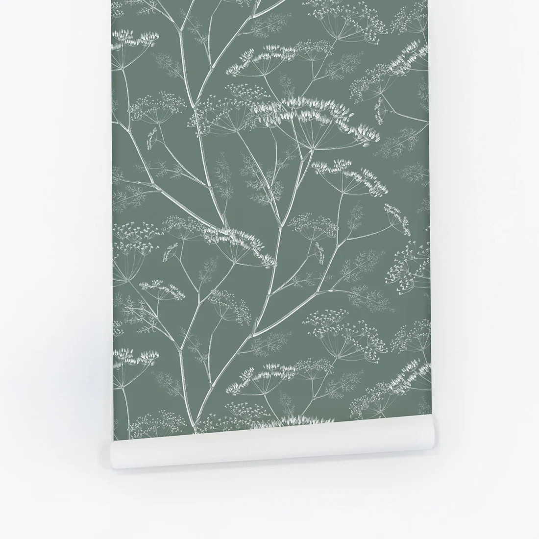 Fern Green botanical wildflower removable wallpaper | Livettes Wallpaper