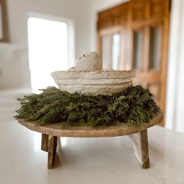 Handmade Mache Villager Bowl | Antique Farm House