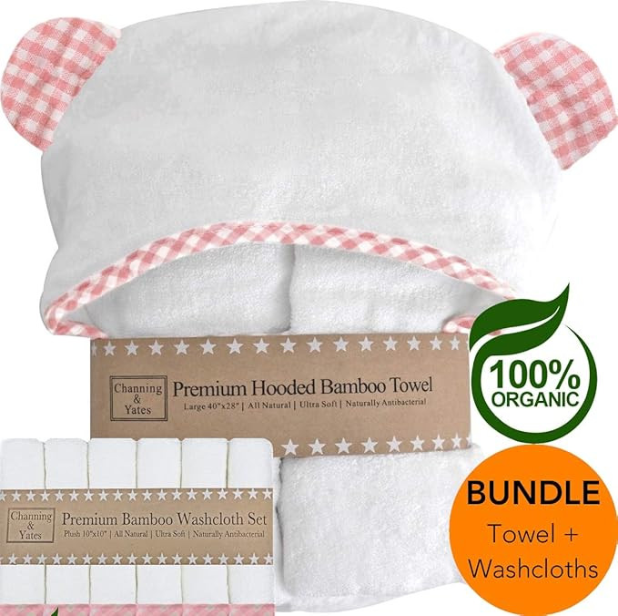 Channing & Yates Premium Hooded Baby Towel + (6 Piece) Washcloth Gift Bundle - Organic Bamboo Bab... | Amazon (US)
