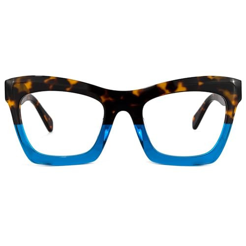 Zeelool Stylish Vintage Oversized Square Glasses for Women with Non-prescription Clear Lens Benitez ZWA035804-05 Blue-Tortoise | Amazon (US)