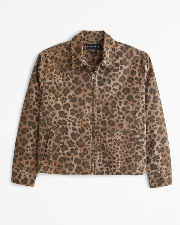 Cropped Twill Zip Shirt Jacket | Abercrombie & Fitch (US)