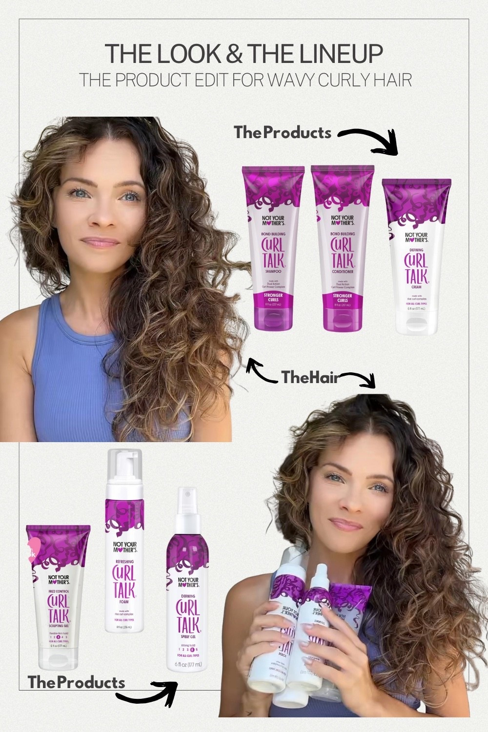 ✨The Look & The Lineup🥹

Affordable Wavy Curly Hair Results + Products for Defined, Frizz-Free Curls

The wavy curly hair result and the exact affordable product lineup used to achieve these defined, frizz-free waves and curls, without breaking the bank.

This budget-friendly routine features drugstore curl favorites that deliver real shine, hold, and soft definition at a price point that makes consistent wash days easy.

If you’re building a curl routine on a budget this lineup is for you. Perfect for wavy hair and curly hair looking for affordable, effective curl care. Featuring wallet-friendly favorites from Not Your Mother’s Curl Talk.

Save this for your next budget wash day, refresh routine, or curl routine reset.

Order of Application:

1. Shampoo& Conditioner
2. Cream
3. Gel
4. Foam
5. Optional - Spray Gel (use similar to a hairspray, but on damp hair)

#wavycurly #affordable #washday #curlycare #wavyhair

#LTKselfcare #LTKBeauty #LTKFindsUnder50