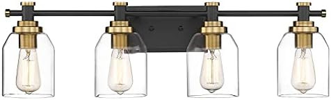Zeyu Modern Vanity Light Fixture, 4-Light Bathroom Lighting 29.5 Inch, Black and Gold Finish with... | Amazon (CA)