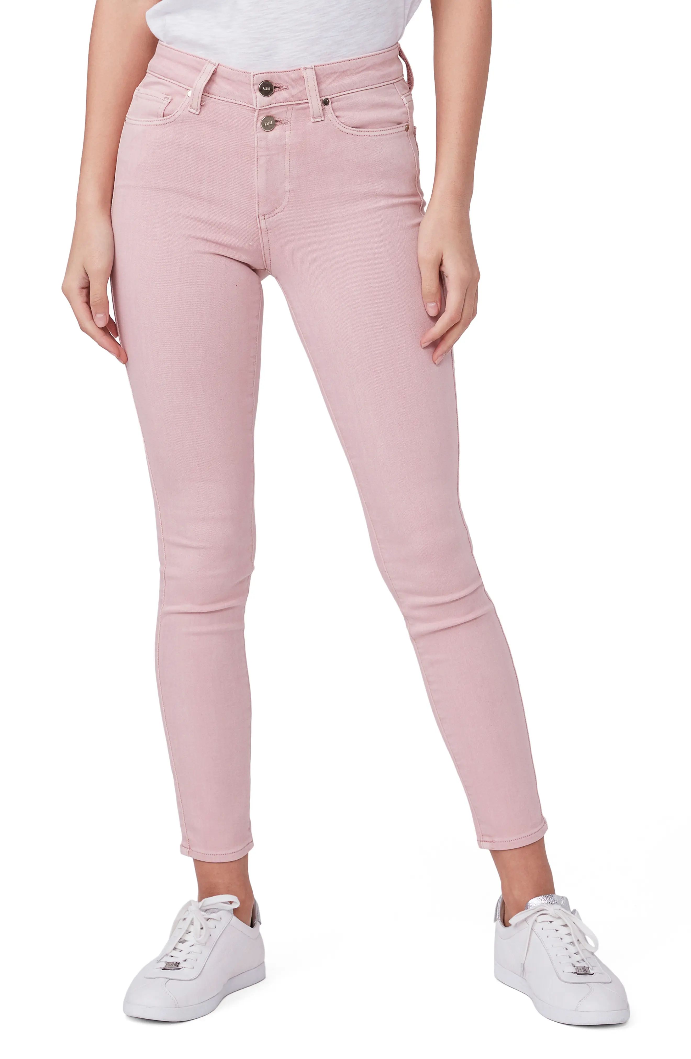 Women's Paige Hoxton High Waist Ankle Skinny Jeans, Size 28 - Pink | Nordstrom