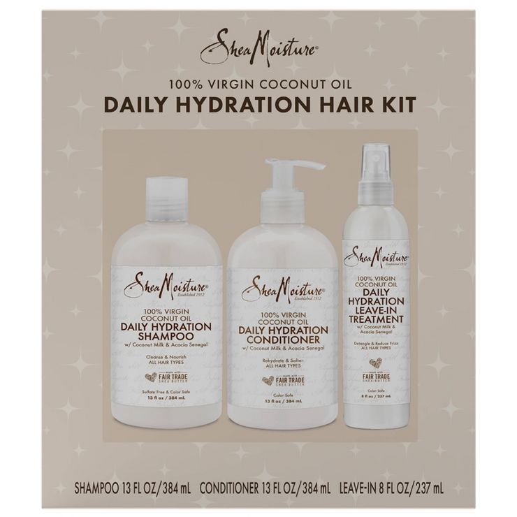 SheaMoisture Virgin Coconut Oil Hydration Shampoo + Conditioner Leave-In Treatment Hair Kit - 34 ... | Target