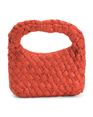 Leather Indie Small Hand Woven Hobo Bag | TJ Maxx