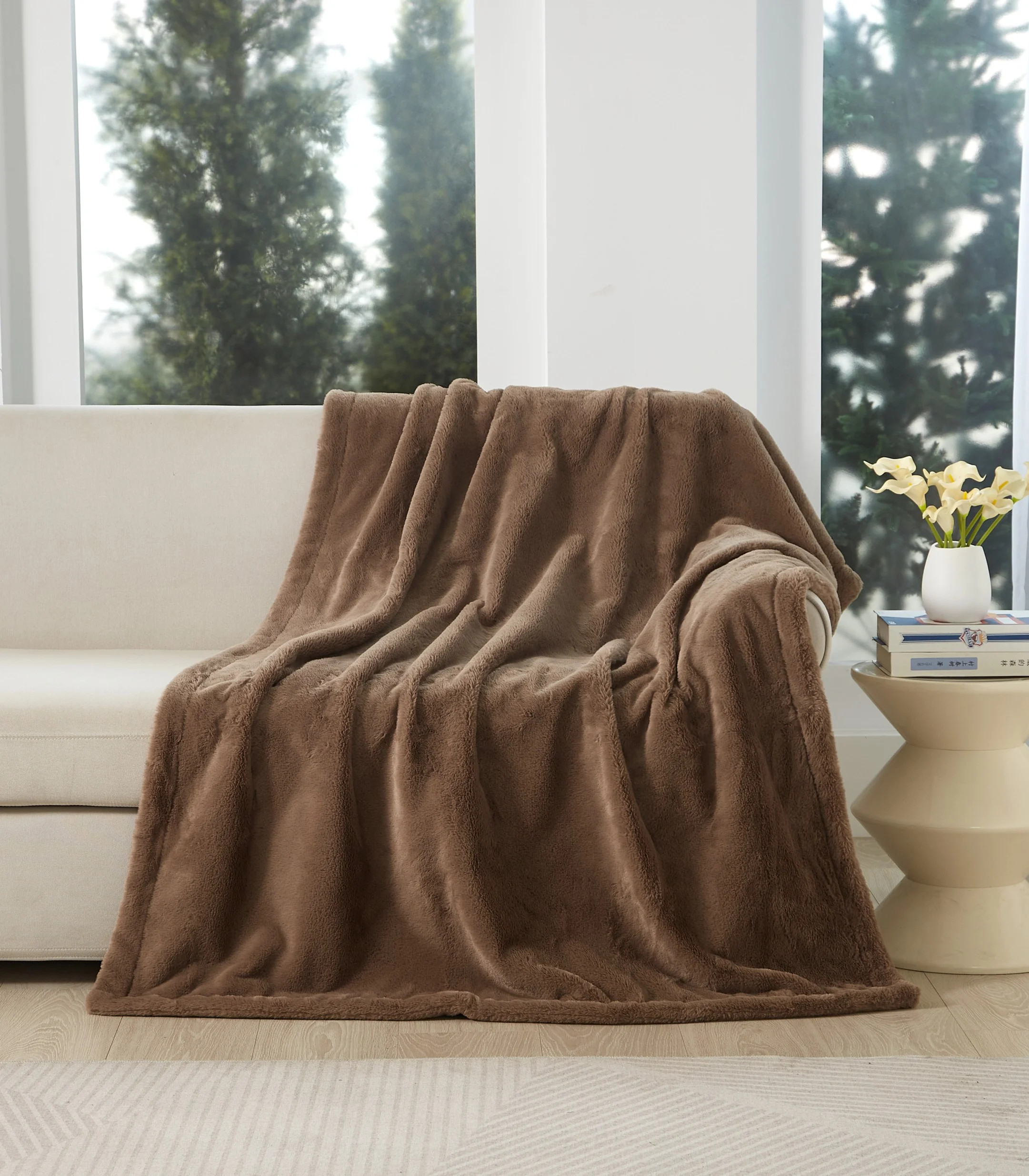 Cozy Haven Faux Fur Throw Blanket for Adults, Taupe, 50" x 72" | Walmart (US)