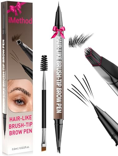 iMethod Eyebrow Pen - Eyebrow Pencil,2-in-1 Eyeliner Dual-Ended Brush-Tip Microblading 4d Eyebrow Pencils for women,Long Lasting Waterproof Hair-Like Brow Pencil,with Eyebrow Brush,Black | Amazon (US)