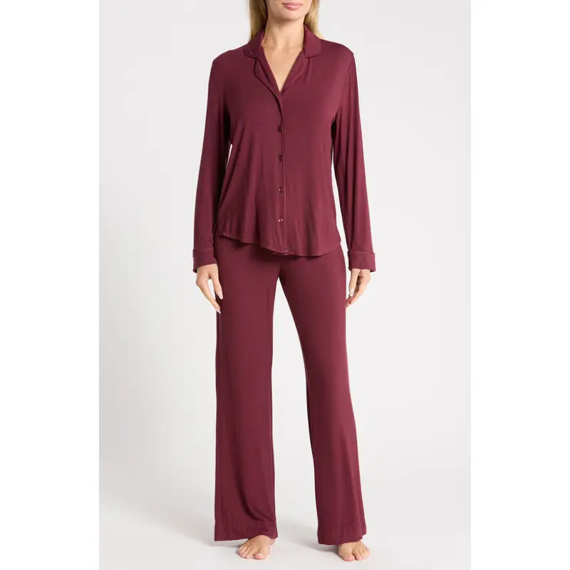 NORDSTROM RACK Tranquility Long Sleeve Shirt & Pants Two-Piece Pajama Set in Ivory Space Leopard at Nordstrom Rack, Size X-Large | Nordstrom Rack