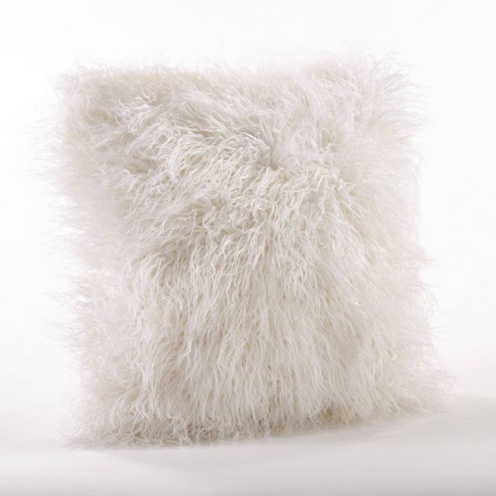 Poly Filled Faux Mongolian Fur Throw Pillow  - Saro Lifestyle | Target