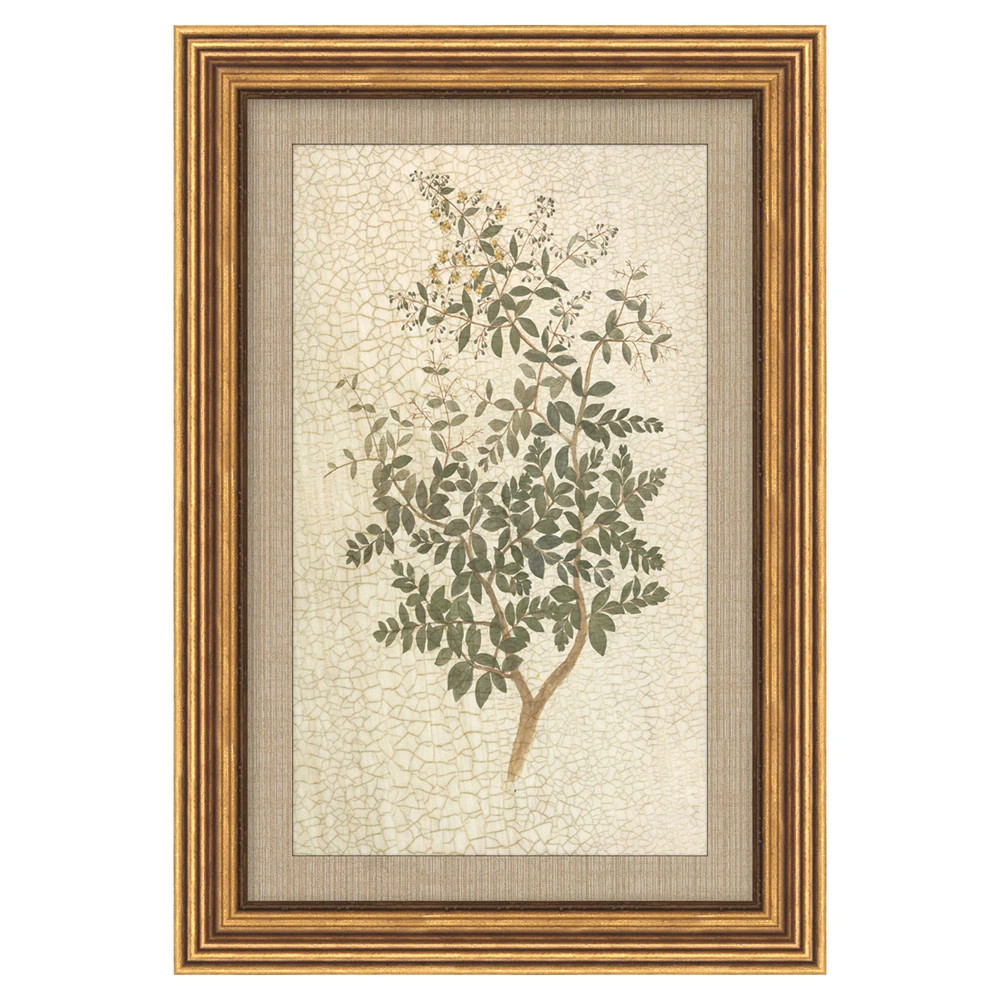 Delia French Country Green Wildflower Gold Frame Illustration - 16x11 | Kathy Kuo Home