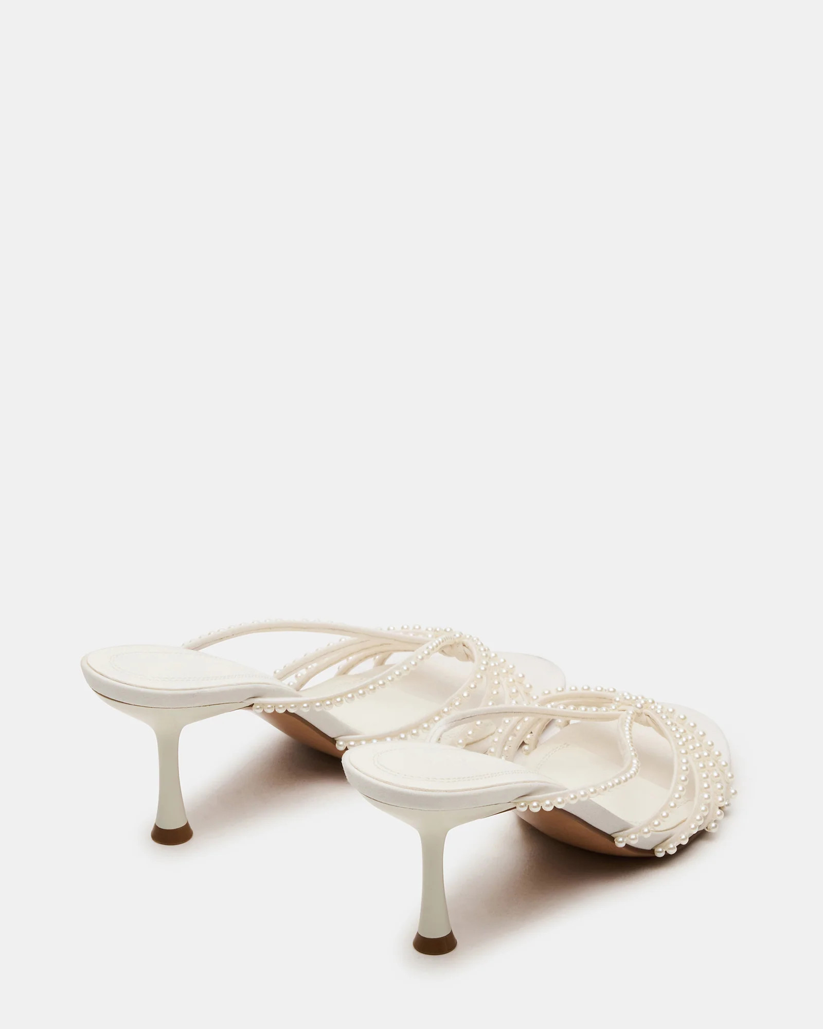 EDNA Pearl White Strappy Mule Women's Heel | Steve Madden (US)