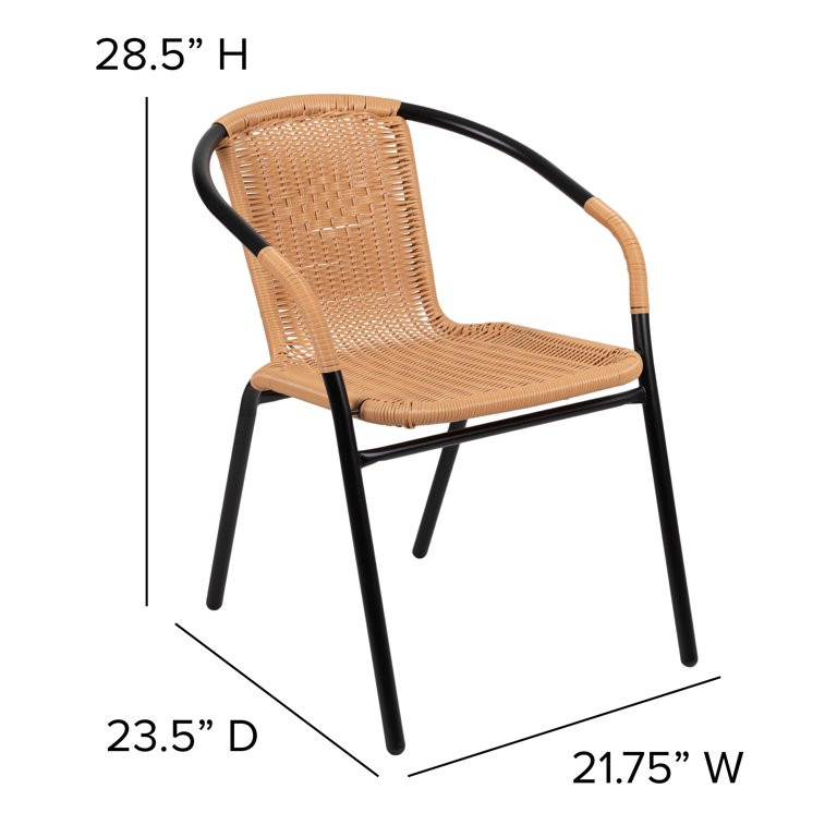 Flash Furniture Lila 2 Pack Beige Rattan Indoor-Outdoor Restaurant Stack Chair - Walmart.com | Walmart (US)
