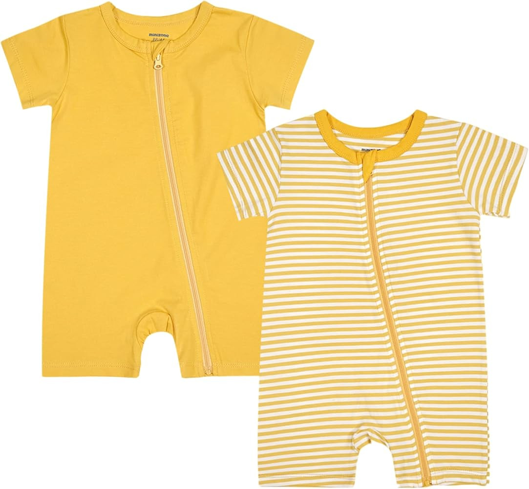 Teach Leanbh Baby Boys or Girls 2 Pack Pajamas Cotton Short Sleeve Zipper Romper Jumpsuits Sleep ... | Amazon (US)