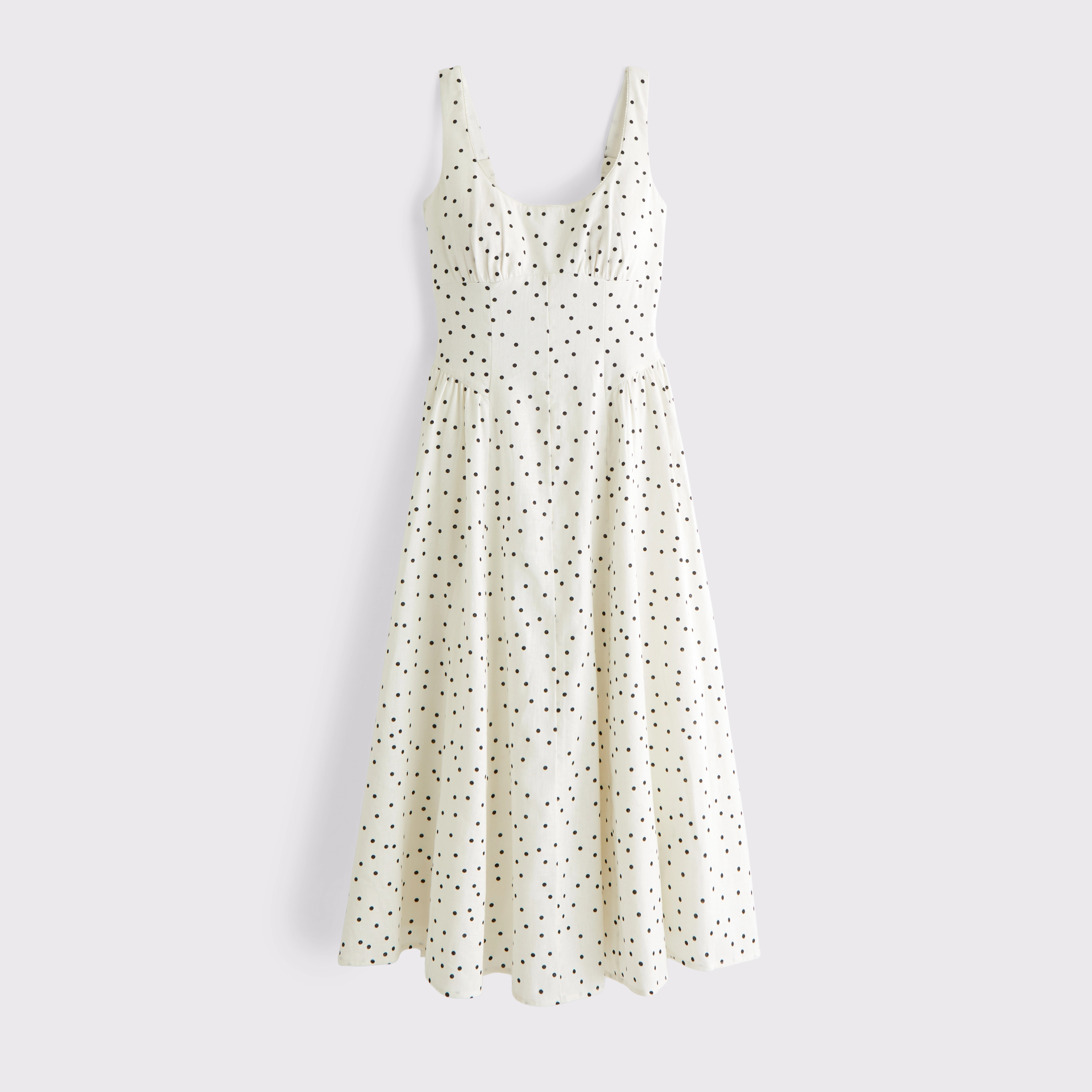 Linen-Blend A&F Bra-Free Dylan Midi Dress | Abercrombie & Fitch (US)