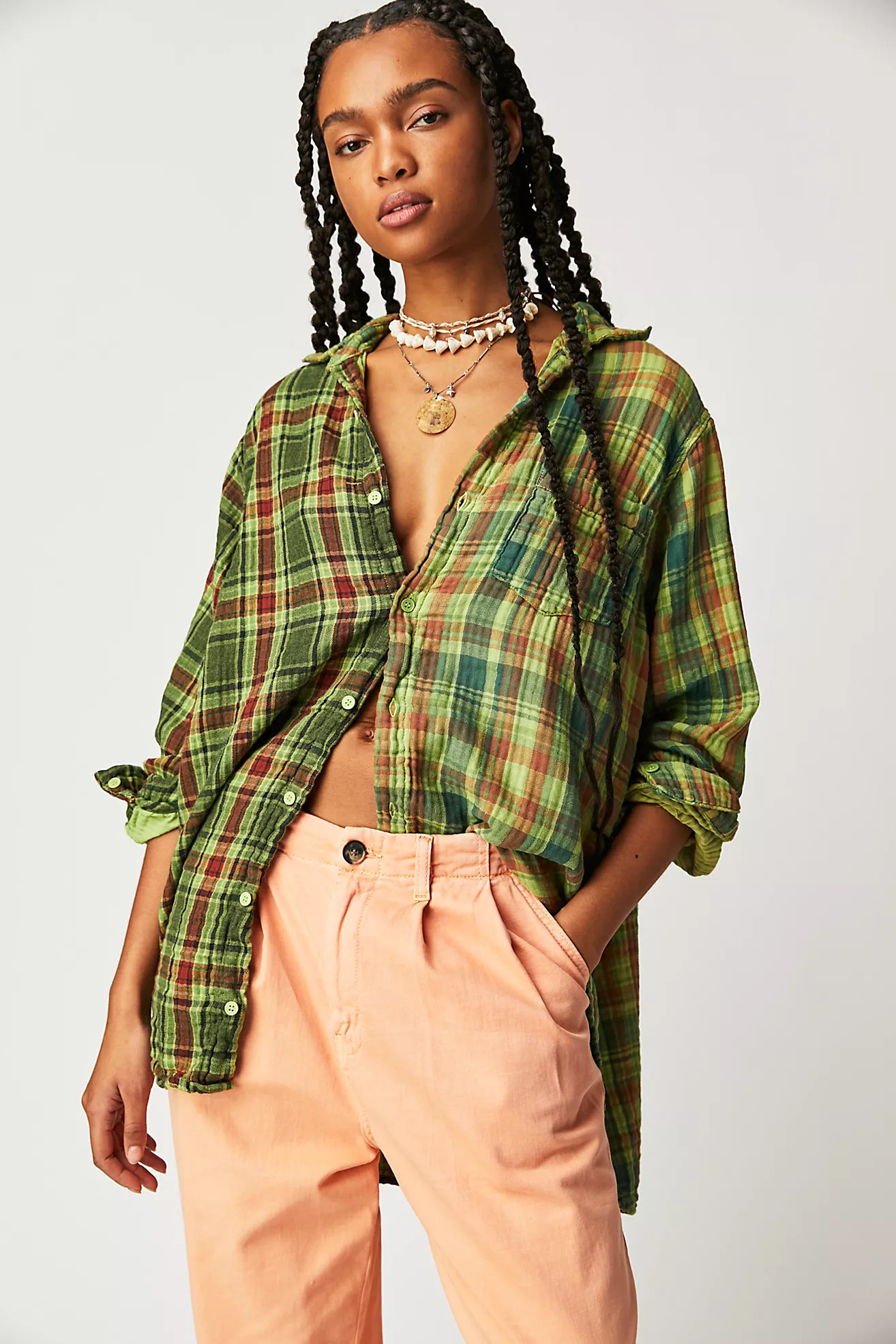 CP Shades Mixed Plaid Double Cloth Top | Free People (Global - UK&FR Excluded)