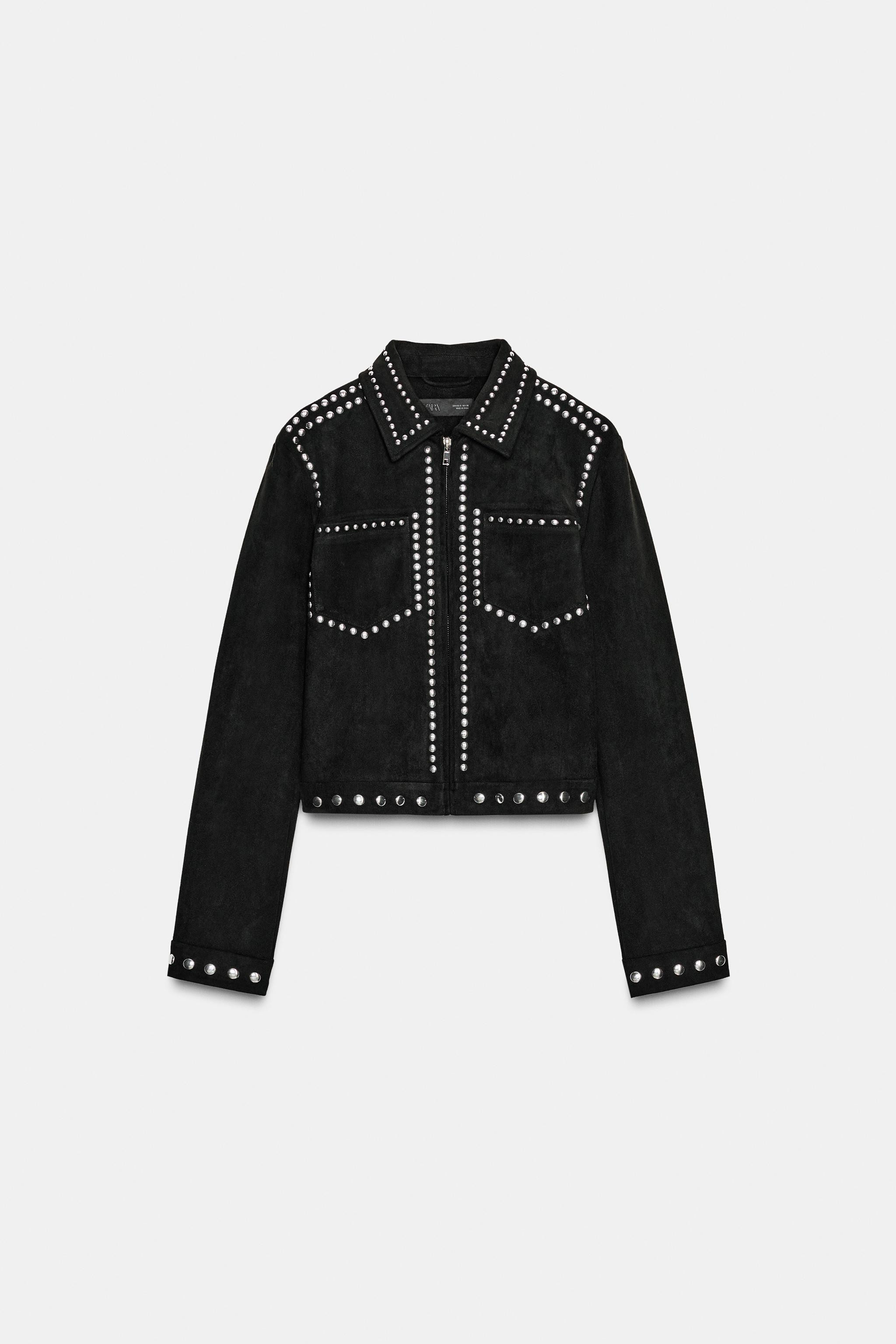FAUX SUEDE STUDDED JACKET | Zara US